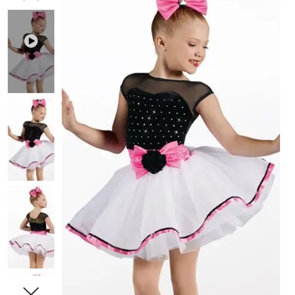 Weissman Black and White Dance Costume with Pink Bow